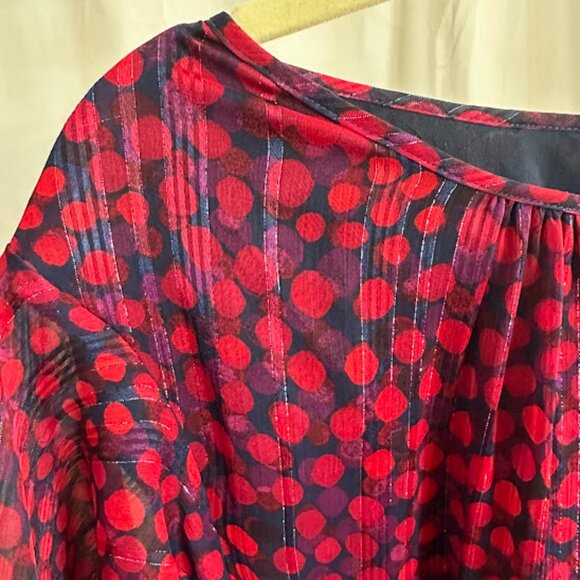 Tahari ASL Women's Plus 24W Navy dress with red/purple polka dots - Picture 9 of 11